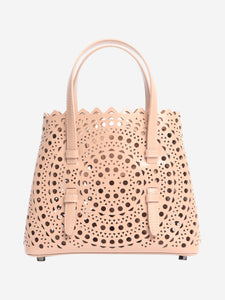 Alaia Neutral Le Mina laser-cut leather crossbody bag