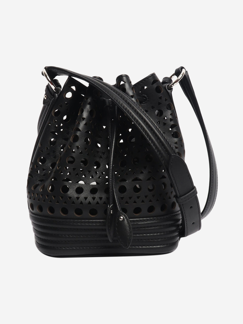 Black laser-cut bucket bag Cross-body bags Alaia 