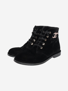 Black velvet ankle boots - size EU 38.5 Boots Chanel 