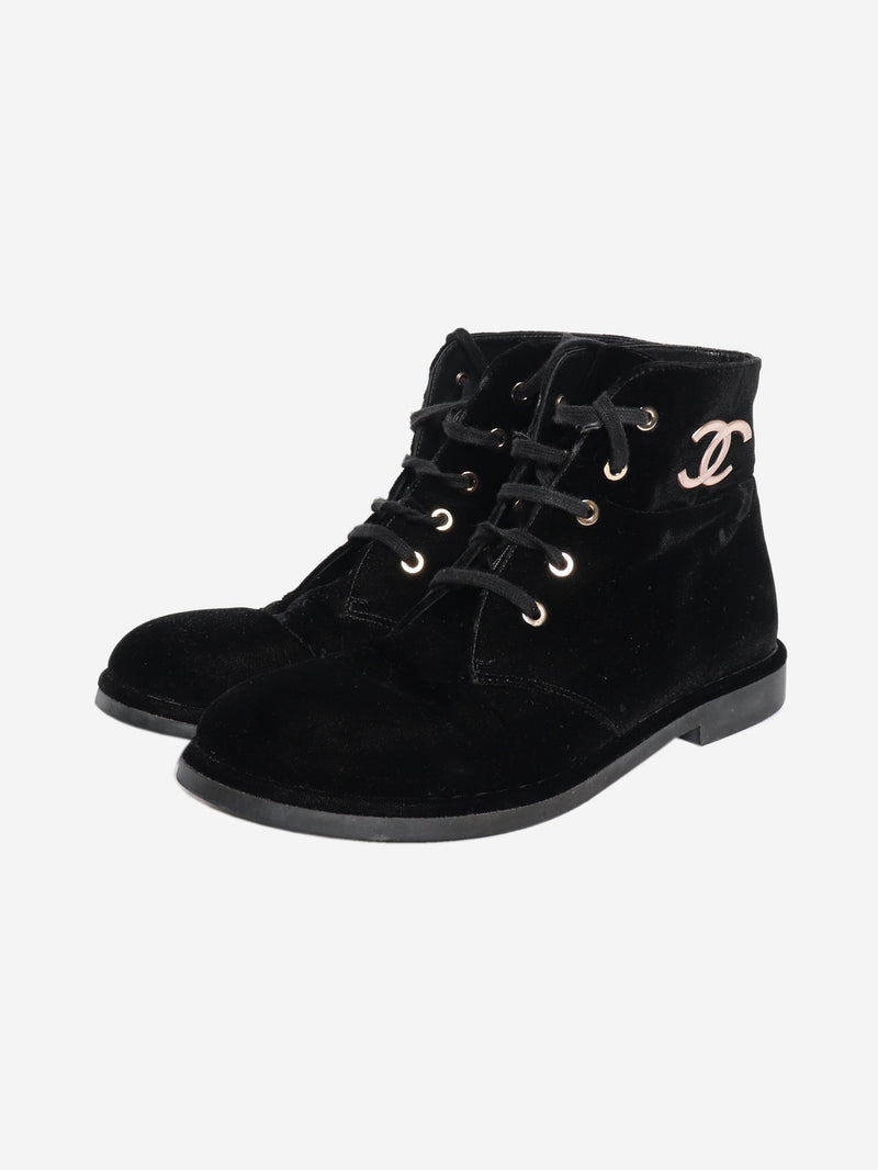 Black velvet ankle boots - size EU 38.5 Boots Chanel 
