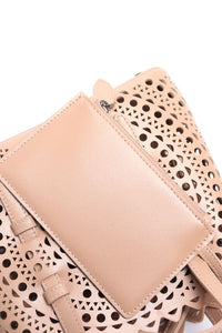 Alaia Neutral Le Mina laser-cut leather crossbody bag