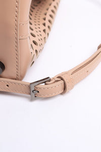 Alaia Neutral Le Mina laser-cut leather crossbody bag