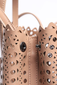 Alaia Neutral Le Mina laser-cut leather crossbody bag