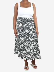 Stella McCartney Cream floral printed midi skirt - size UK 12