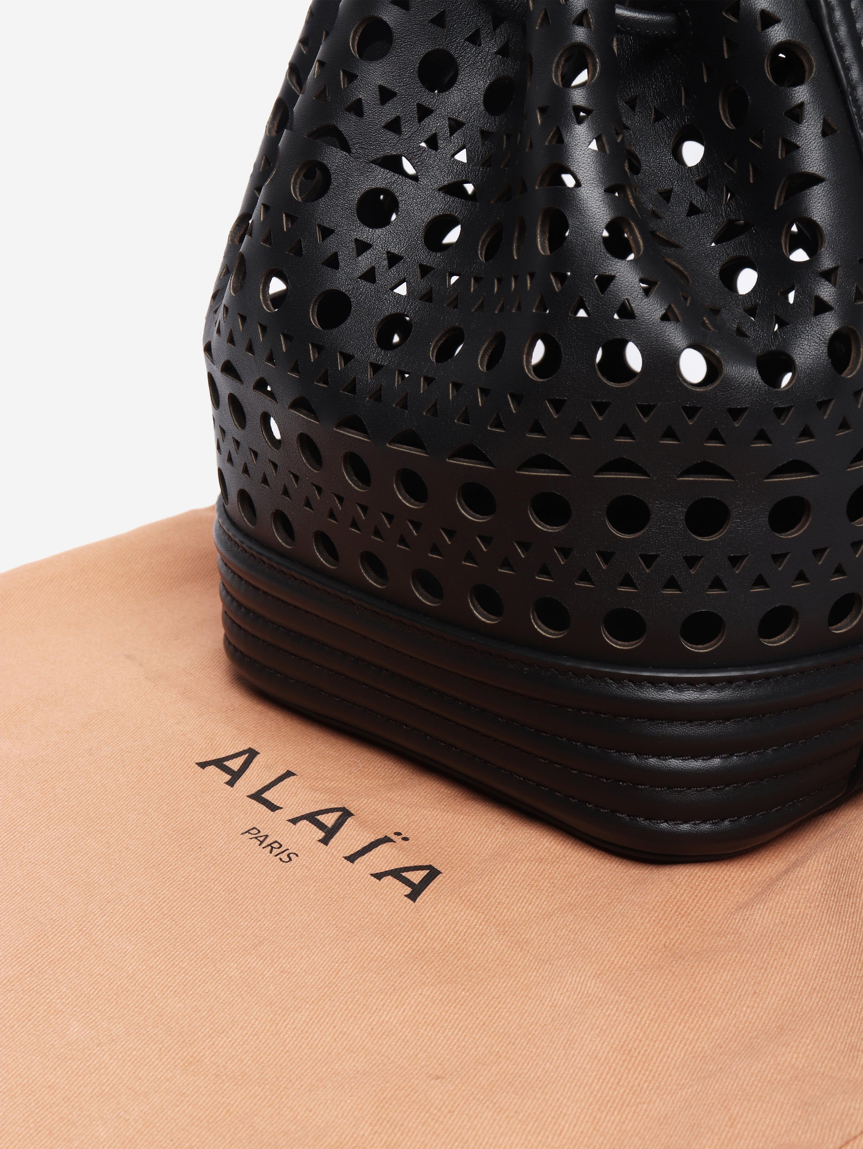 Black laser-cut bucket bag Cross-body bags Alaia 