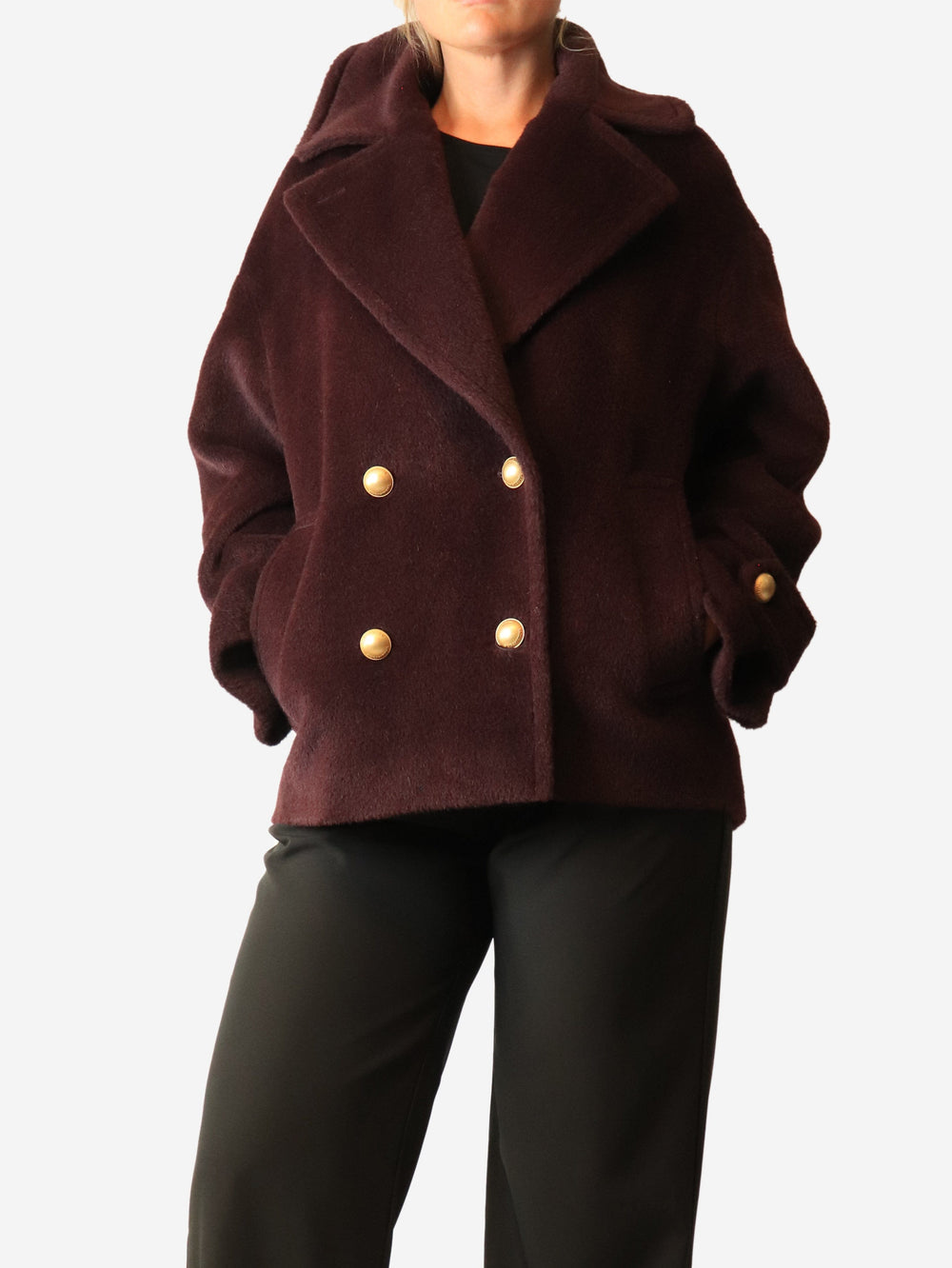 Tagliatore Aubergine Sheila double-breasted jacket - size UK 12 Coats & Jackets Tagliatore 