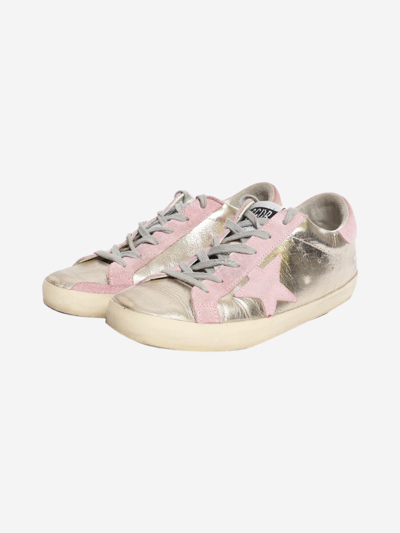 Suede silver metallic sneakers - size EU 39 (UK 6) Trainers Golden Goose 