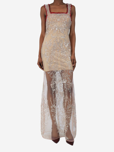 Pink sequin embellished tulle maxi dress - size XS Dresses Into Gaia 