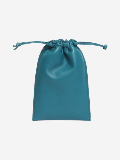 Blue leather drawstring pouch Wallets, Purses & Small Leather Goods Hermes 