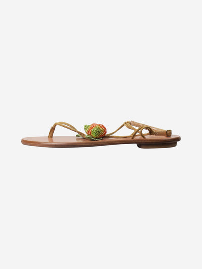Brown beach sandals with fruit detail - size EU 37 Flat Sandals Aquazurra 