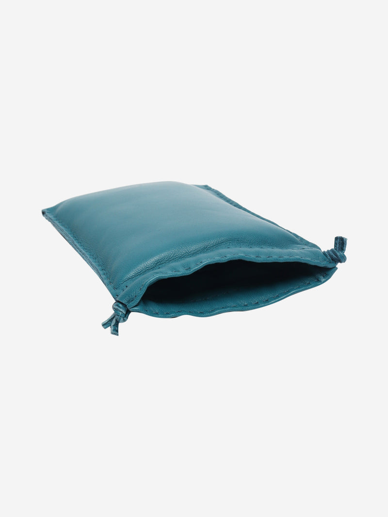 Blue leather drawstring pouch Wallets, Purses & Small Leather Goods Hermes 