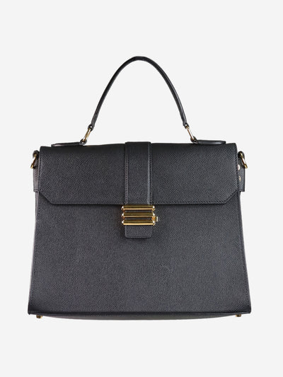 Black grained leather flap top handle bag with gold hardware detail Top Handle Bags Etro 