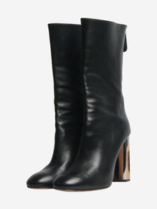 Alexander McQueen Black bicolour sculpture calfskin boots - size EU 38.5