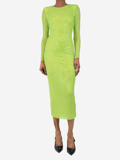 Green long sleeve diamante mesh dress - size UK 6 Dresses self-portrait 