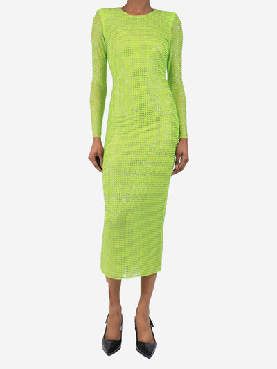 Green long sleeve diamante mesh dress - size UK 6 Dresses self-portrait 