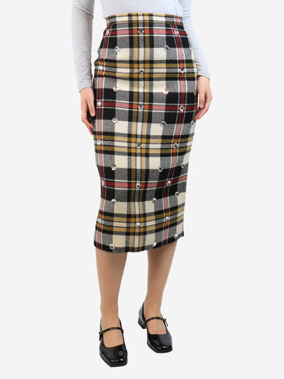 Multi embellished check wool skirt - size UK 8 Skirts Miu Miu 