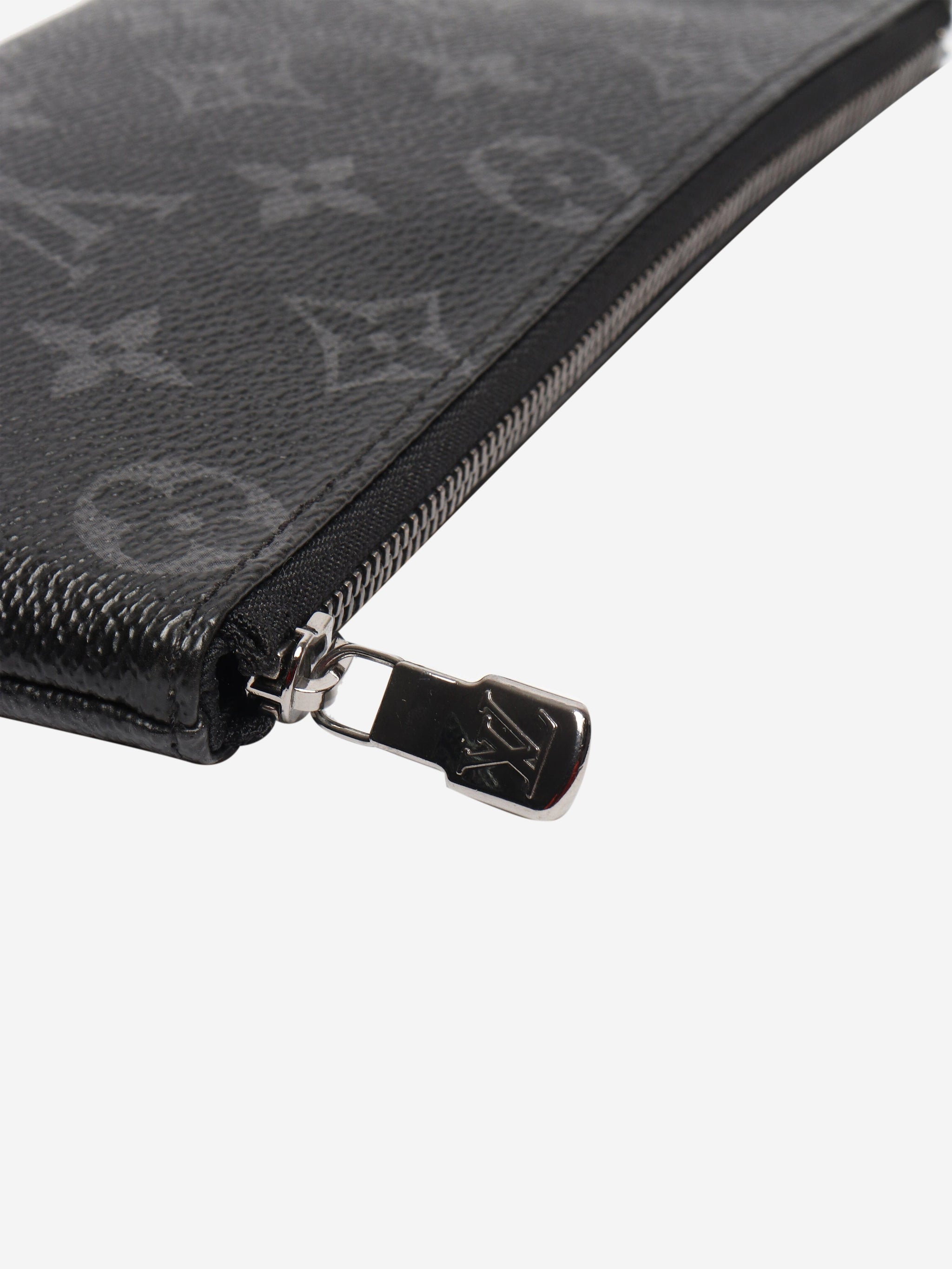 Black monogram phone pouch