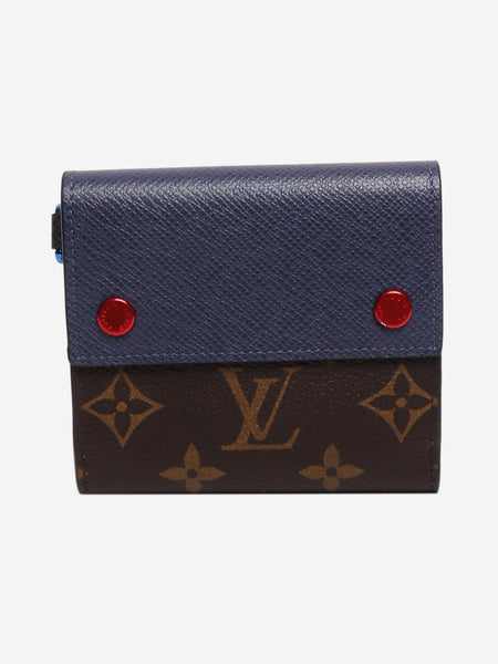 Blue and brown monogram bifold wallet product image