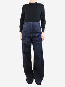 Marni Indigo high-rise wide-leg jeans - size UK 10