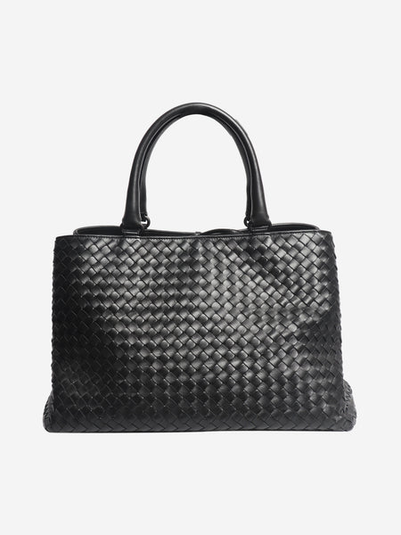 Black Intrecciato leather top handle bag product image