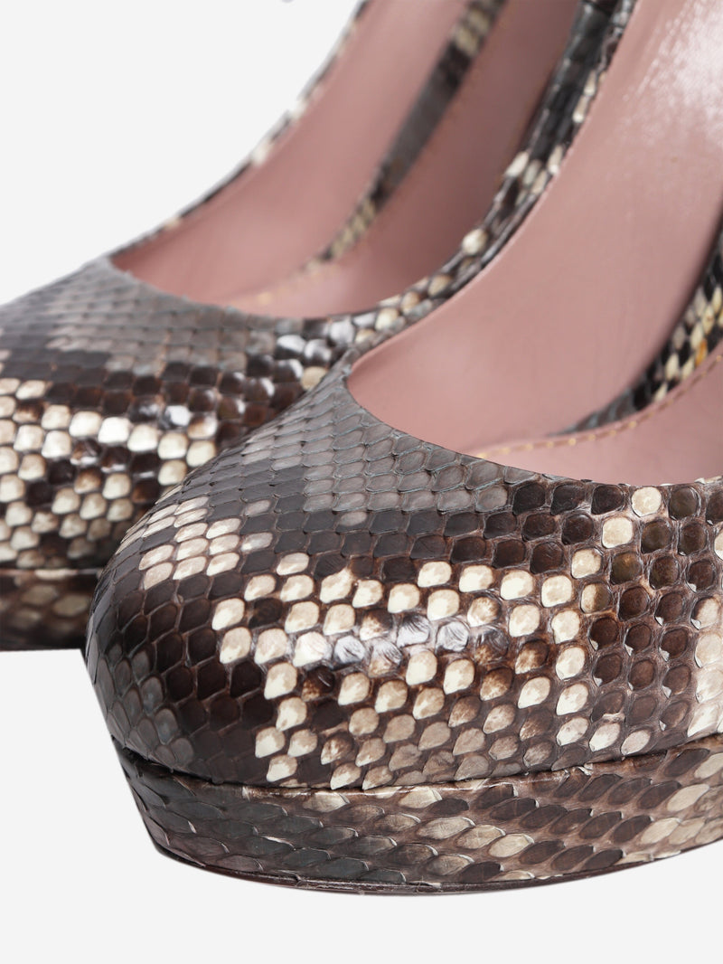 Brown reptile platform heels - size EU 38.5 (UK 5.5) Heels Gucci 