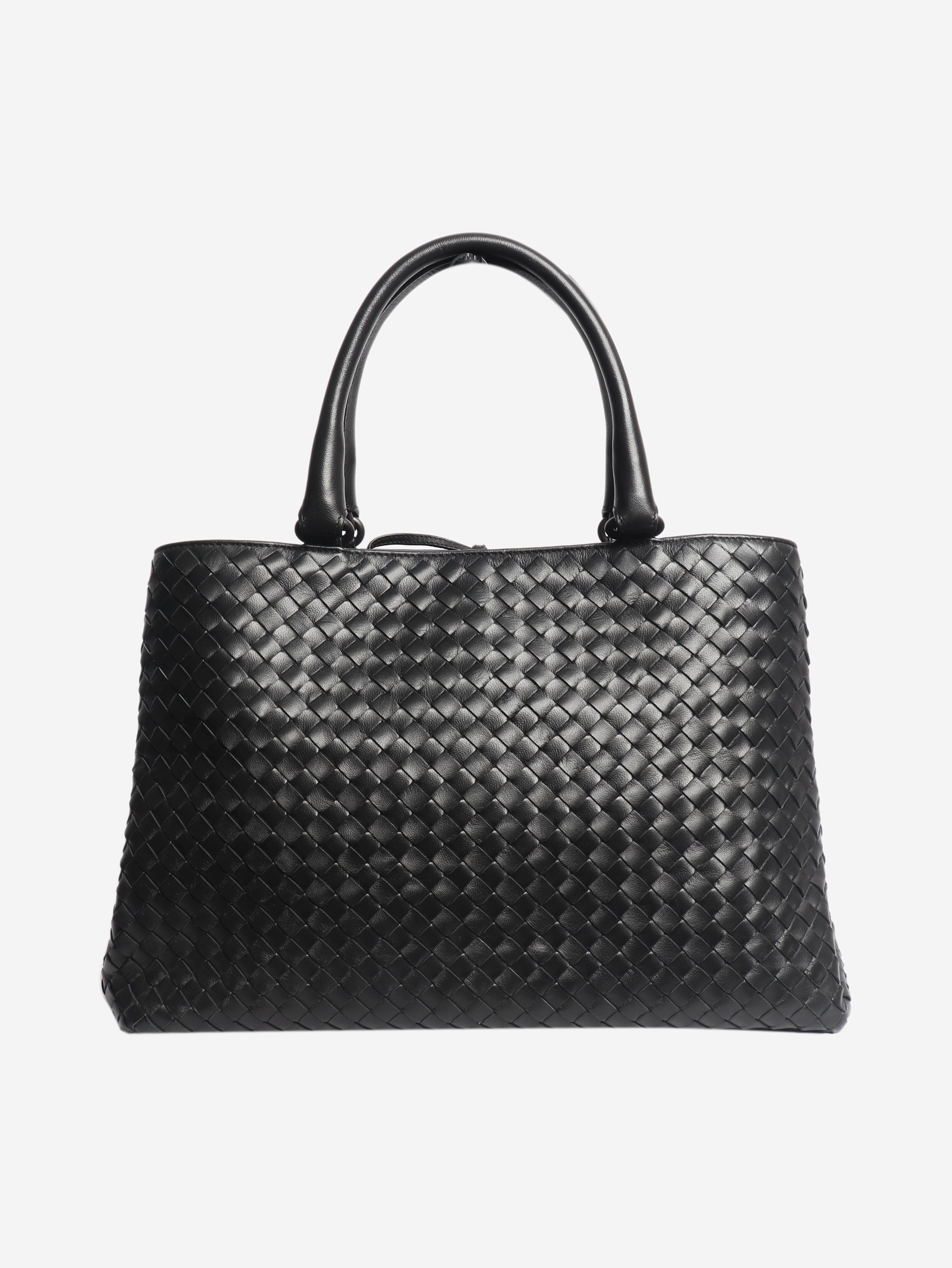Black Intrecciato leather top handle bag