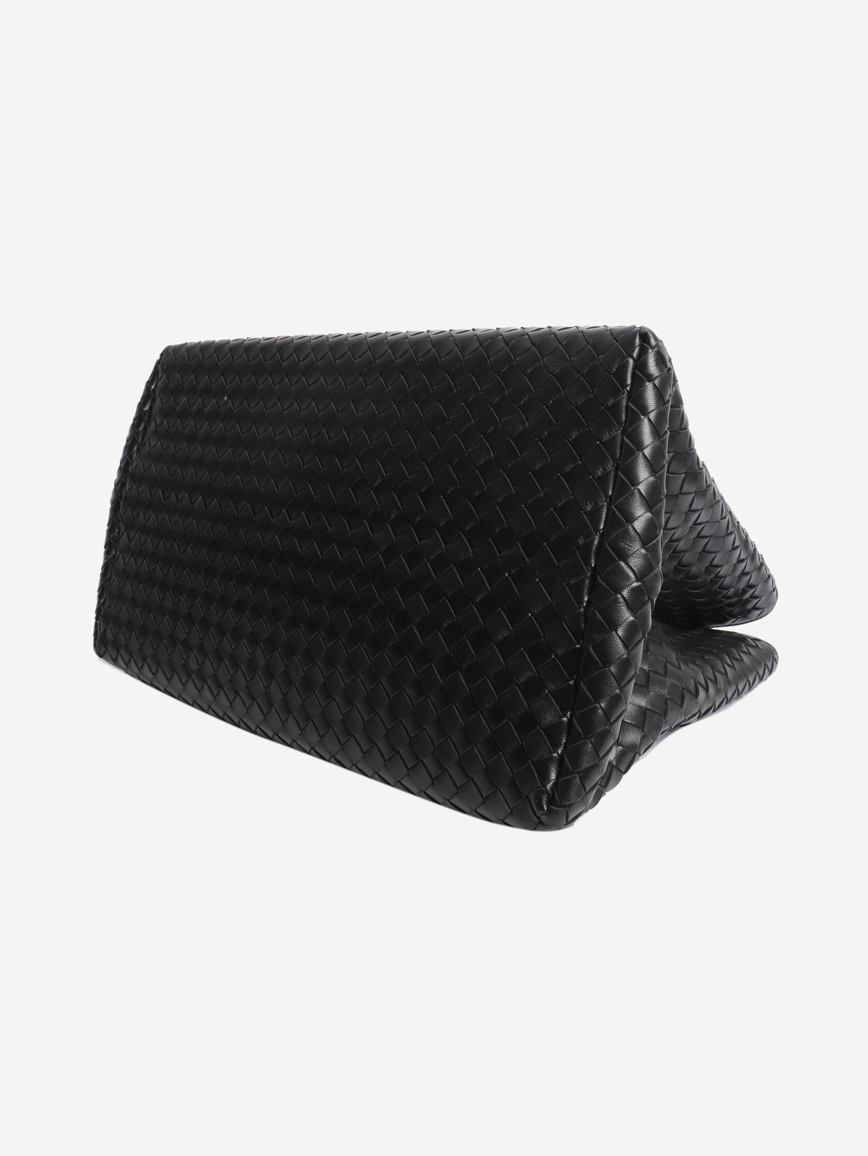 Black Intrecciato leather top handle bag