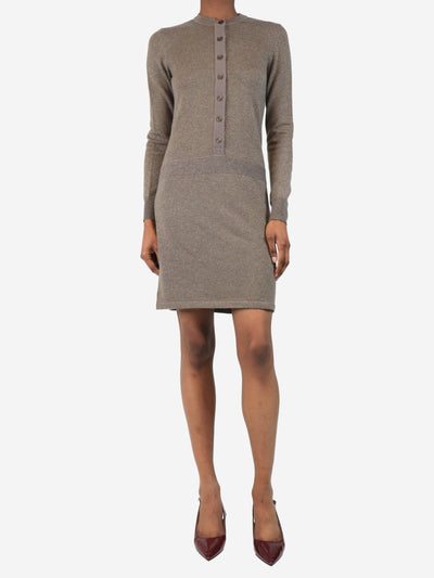 Brown sparkly knit mini dress - size UK 6 Dresses Chanel 