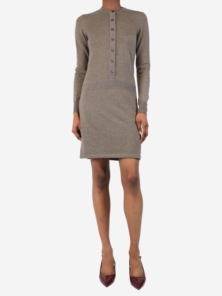 Brown sparkly knit mini dress - size UK 6 product image