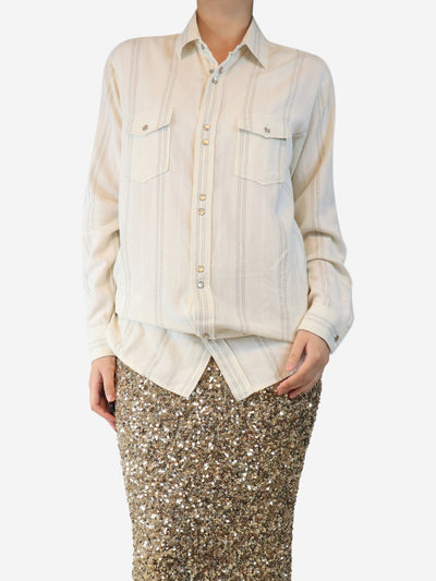 Cream metallic thread western blouse - size S Tops Saint Laurent 
