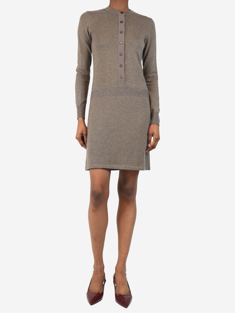Brown sparkly knit mini dress - size UK 6 Dresses Chanel 