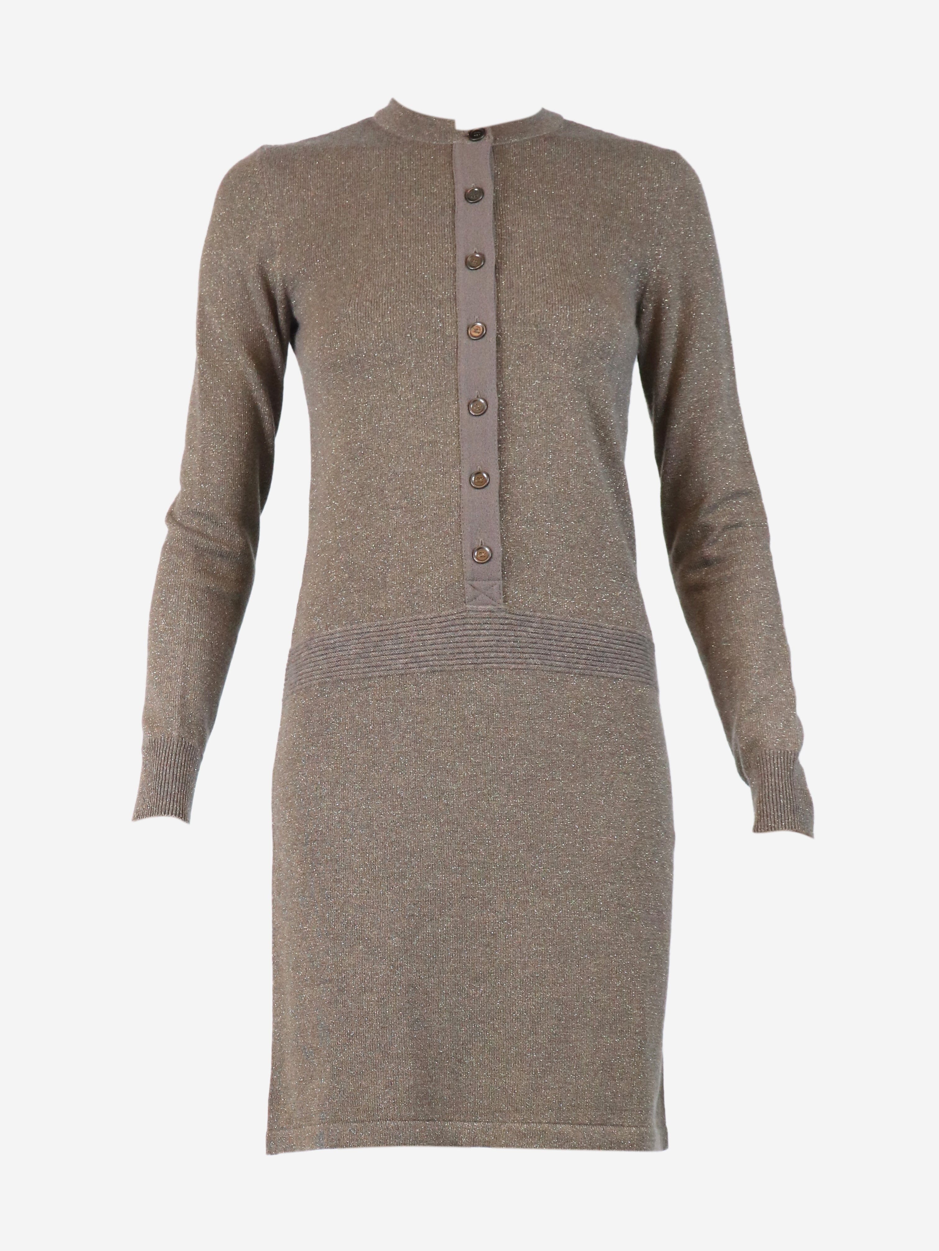 Brown sparkly knit mini dress - size UK 6 Dresses Chanel 