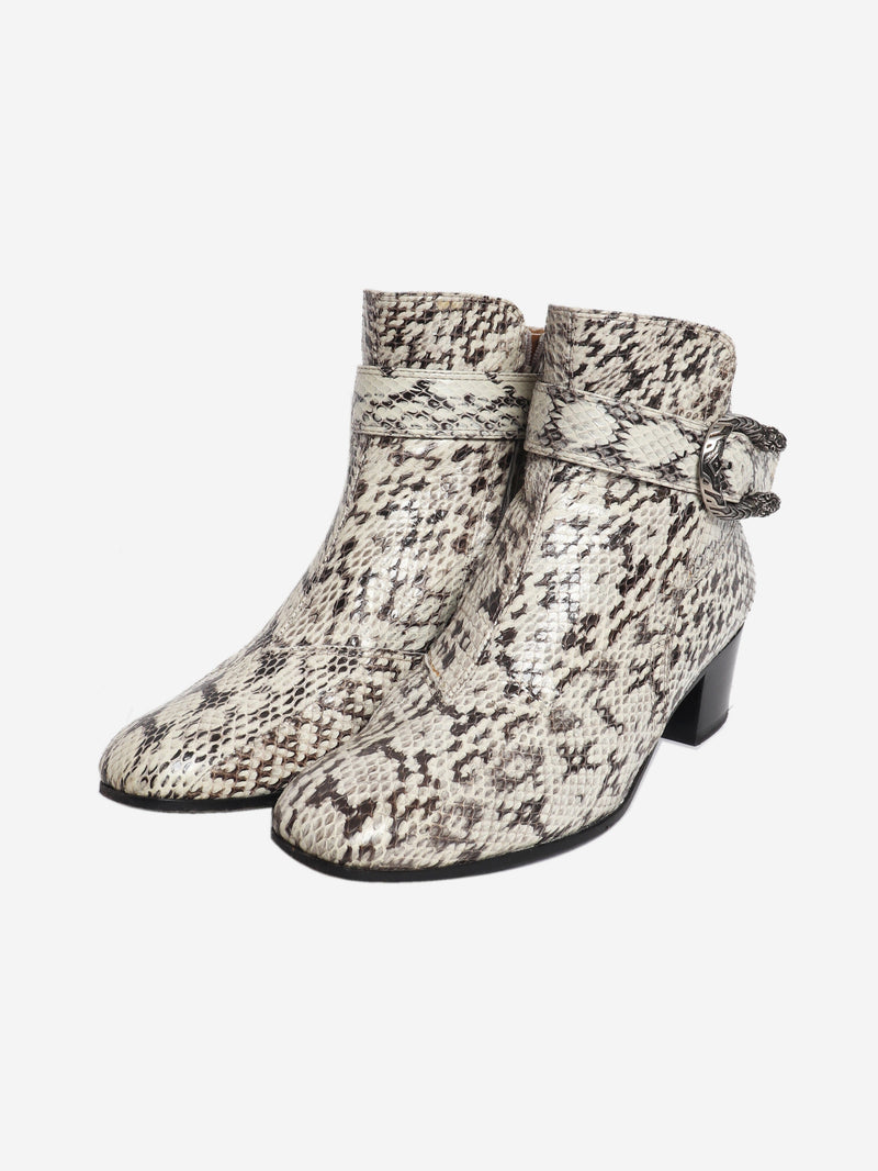 Reptile grey snake buckle detail boots - size EU 38.5 (UK 5.5) Boots Gucci 
