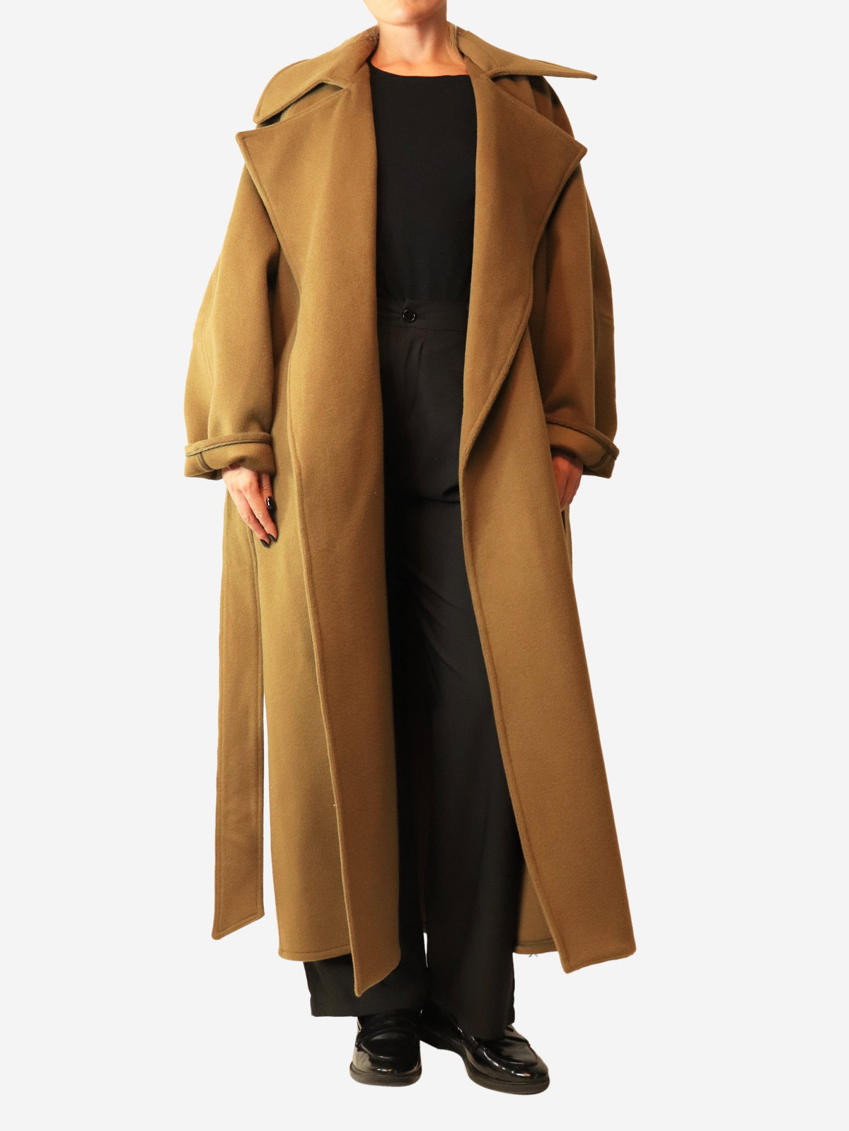 Olive green wool coat with belt - size UK 10 Coats & Jackets Camilla and Marc 
