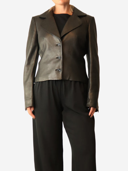 Black vintage leather jacket - size UK 10 product image