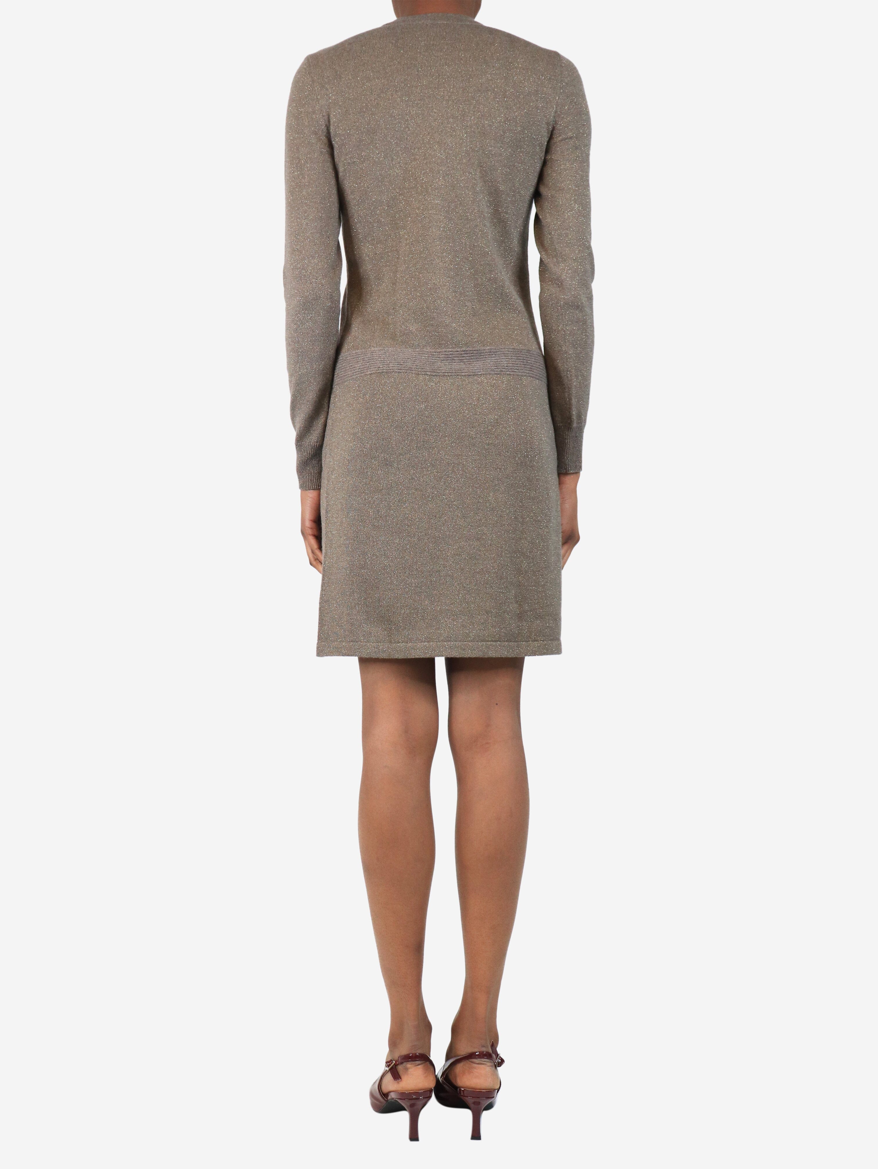 Brown sparkly knit mini dress - size UK 6 Dresses Chanel 