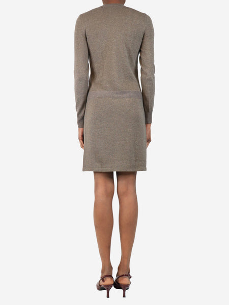 Brown sparkly knit mini dress - size UK 6 alternate image