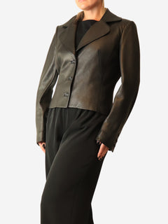 Black vintage leather jacket - size UK 10