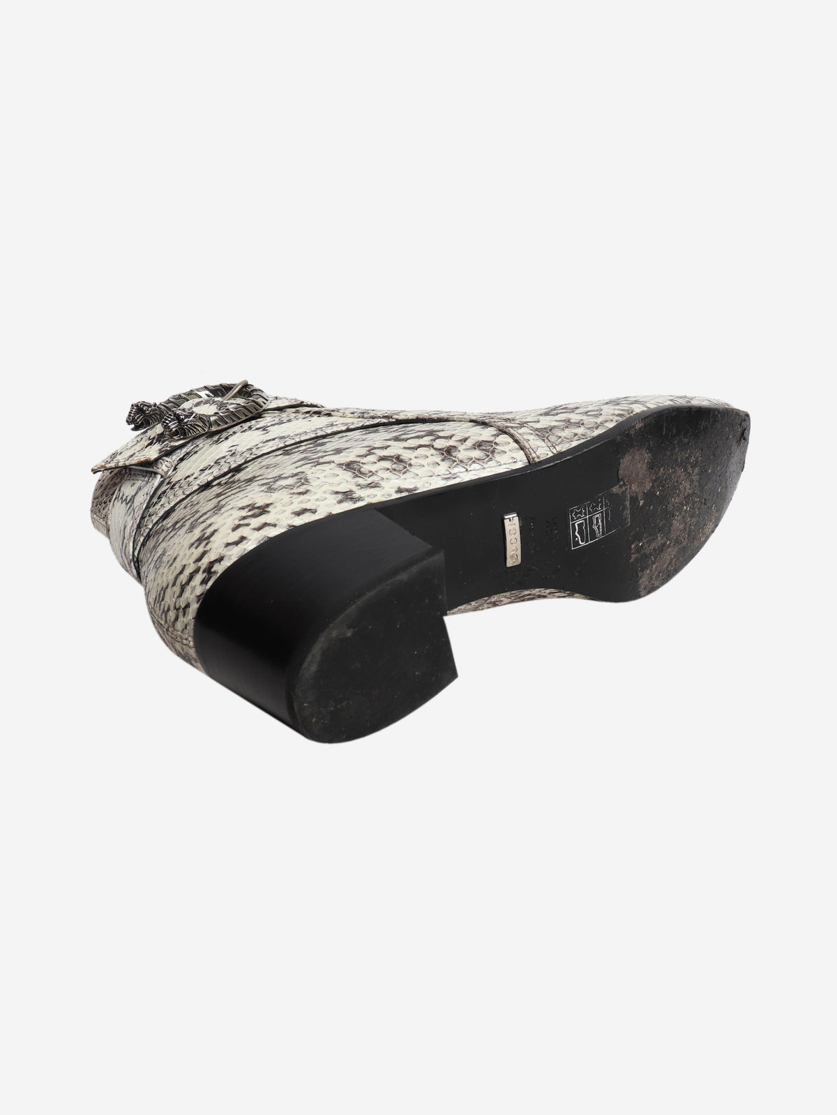 Reptile grey snake buckle detail boots - size EU 38.5 (UK 5.5) Boots Gucci 