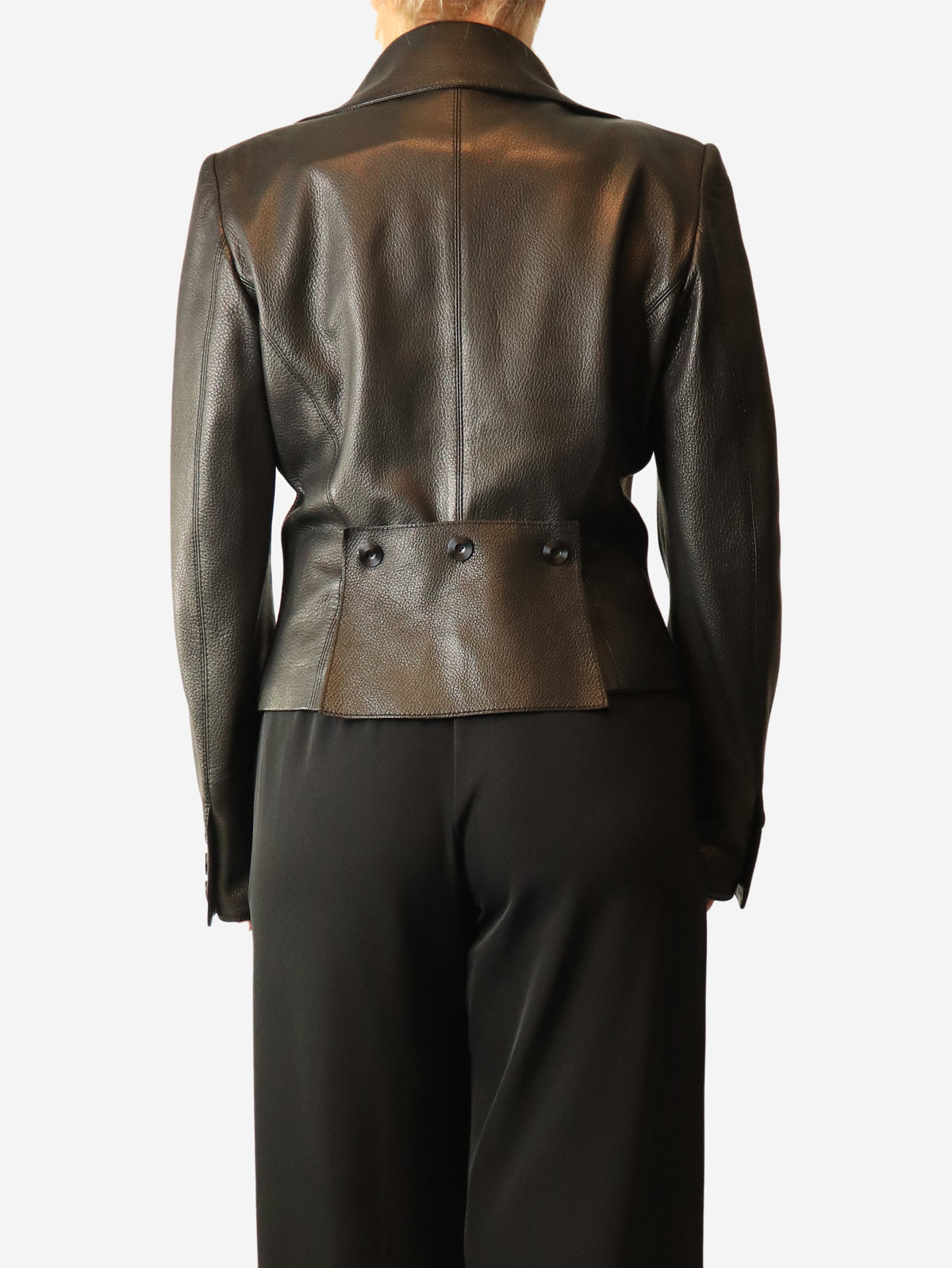 Black vintage leather jacket - size UK 10