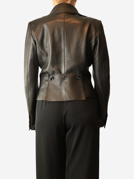 Black vintage leather jacket - size UK 10 alternate image
