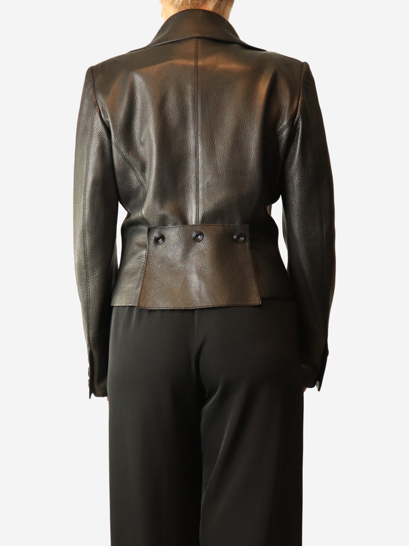 Black vintage leather jacket - size UK 10