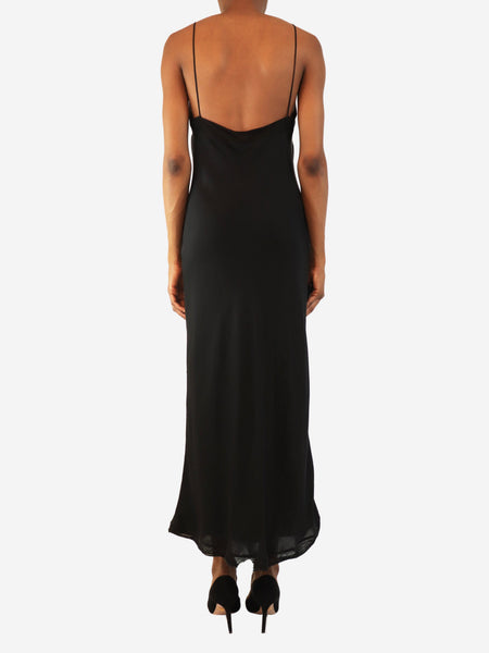 Black silk slip dress - size UK 6 alternate image