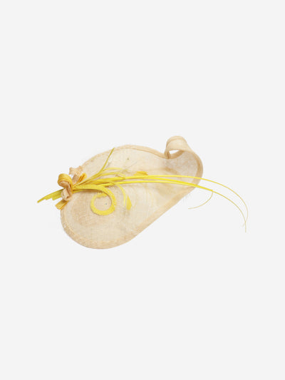 Cream and yellow woven-feather fascinator Hats Katherine Elizabeth Millinery 