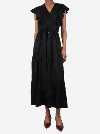 Black satin printed maxi dress - size UK 8 Dresses Temperley 