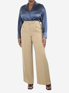 Tot Hom Brown wide-leg tailored trousers - size UK 14