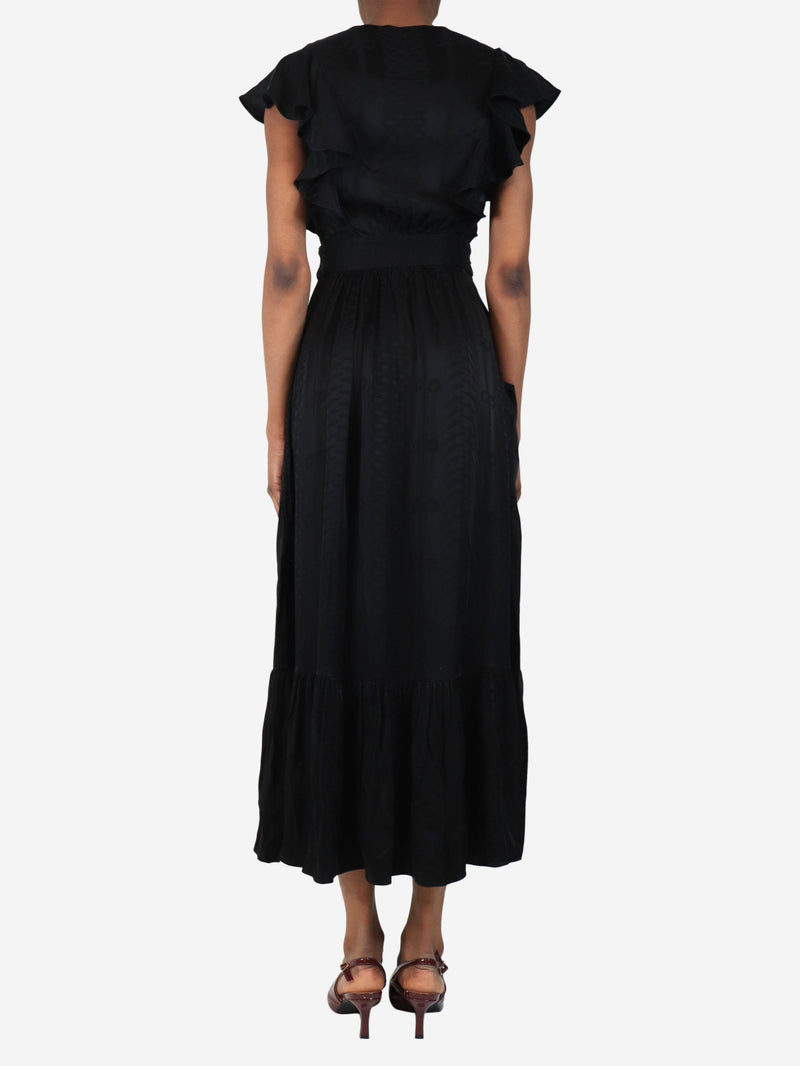 Black satin printed maxi dress - size UK 8 Dresses Temperley 