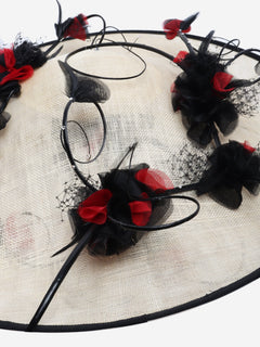 Cream and black floral-spiral fascinator Hats Vivien Sheriff 