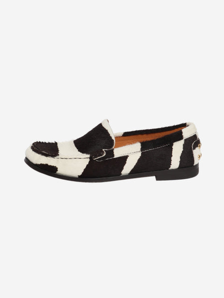 Brown and white zebra-print calf hair Metal Dots loafers - size EU 37.5 product image