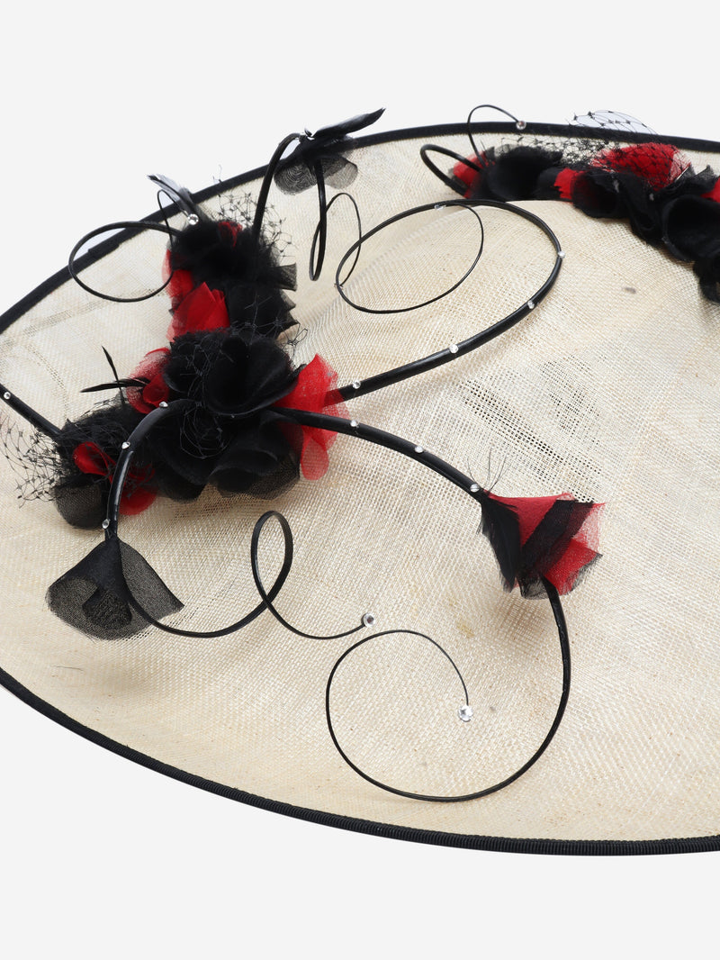 Cream and black floral-spiral fascinator Hats Vivien Sheriff 